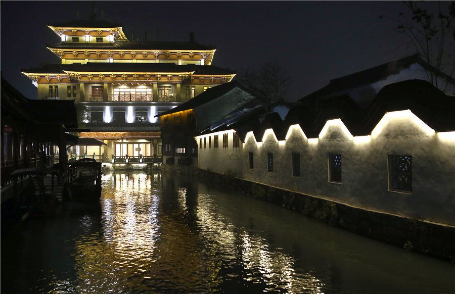 世界互聯(lián)網(wǎng)大會前的烏鎮(zhèn)夜景