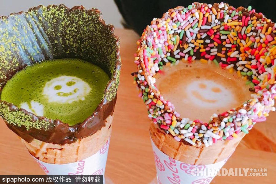 來一杯脆皮咖啡！東京一咖啡店標(biāo)新立異推出能喝的“甜筒”
