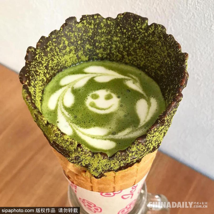 來一杯脆皮咖啡！東京一咖啡店標新立異推出能喝的“甜筒”