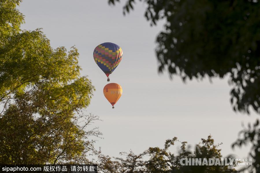 愛爾蘭舉行熱氣球錦標(biāo)賽 色彩點(diǎn)綴天空?qǐng)鼍袄寺?/></p>

<p align=