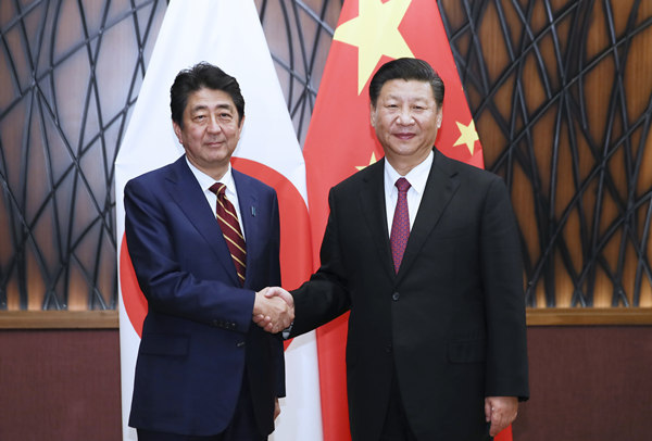 習(xí)近平會(huì)見(jiàn)日本首相安倍晉三