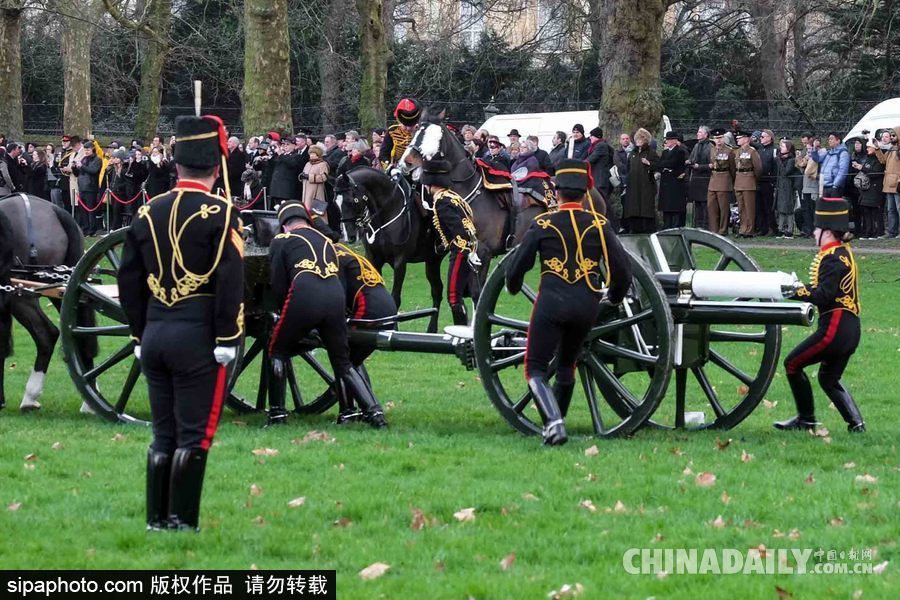 英女王登基66周年紀念 皇家騎兵炮兵團發(fā)射41響禮炮慶祝