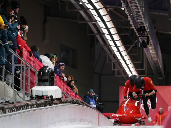 平昌冬奧會雪車比賽進(jìn)行，中國組合李純鍵/王思棟名列第26