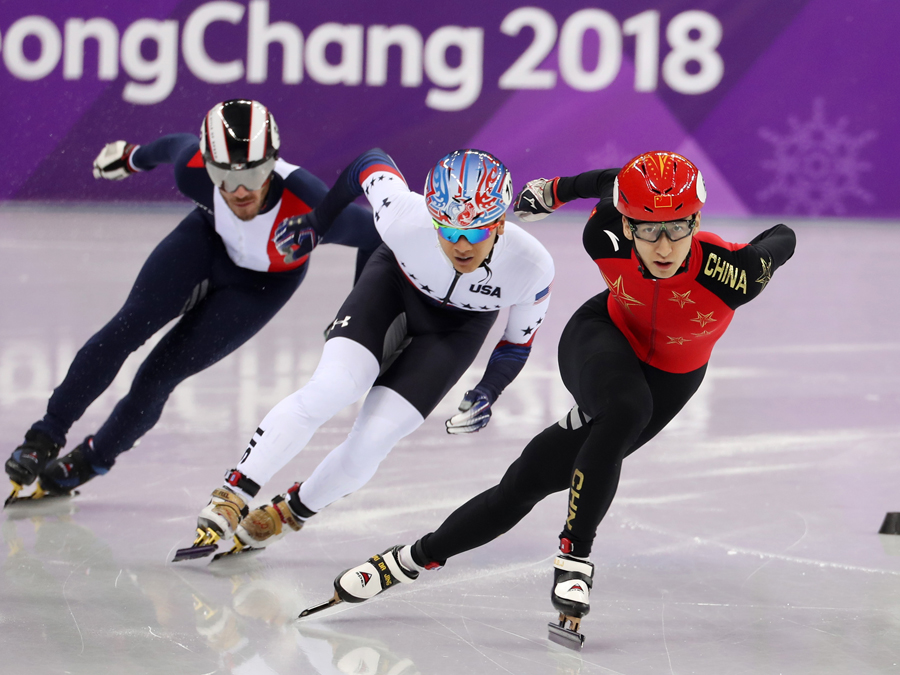 平昌冬奧會(huì)短道速滑男子500米預(yù)賽舉行 中國(guó)選手獲得小組第一晉級(jí)1/4決賽