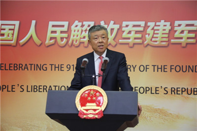 劉曉明大使在建軍91周年招待會上的講話：《捍衛(wèi)和平，促進(jìn)發(fā)展》