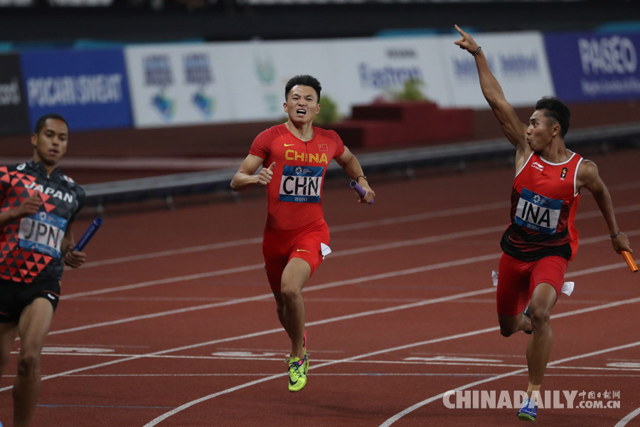 亞運(yùn)會男子4X100米接力：中國隊獲得第三名