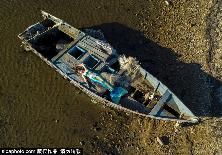 俄羅斯符拉迪沃斯托克：“美人魚”模特水中拍照再現(xiàn)童話場景