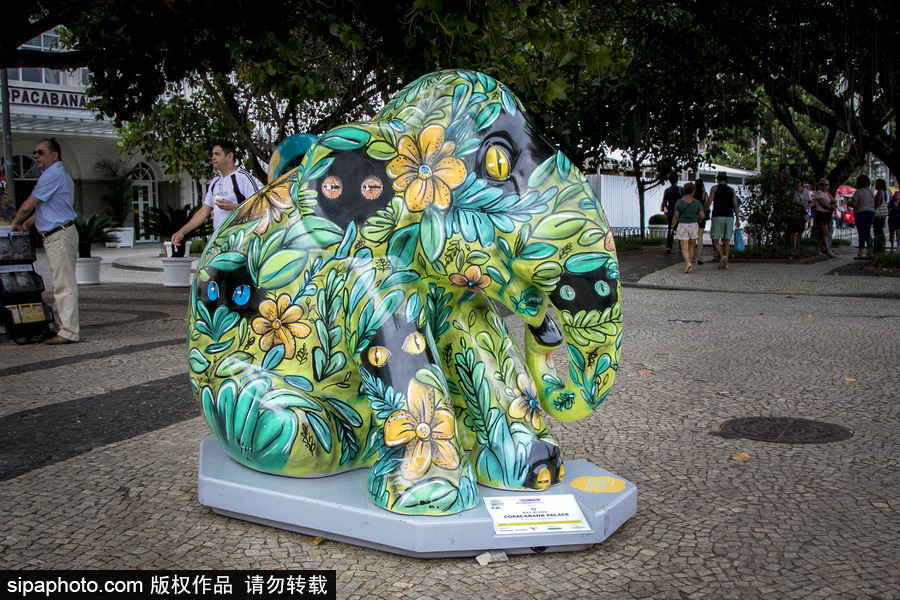 城市變“露天畫(huà)廊”！巴西里約熱內(nèi)盧街頭大象雕塑“穿新衣”